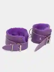 Фиолетовый наручники для БДСМ, мягкие, с мехом, 4 цвета