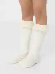 Молочный гольфы для девочки, с кружевом, без пятки