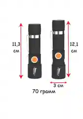 Черный фонарик ручной с USB-зарядкой и зумом, светодиодный