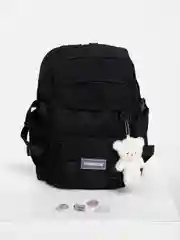 Черный милый школьный рюкзак в корейском стиле с брелком,  Hello Kitty