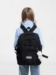 Черный милый школьный рюкзак в корейском стиле с брелком,  Hello Kitty