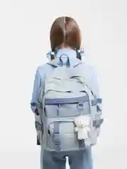 Голубой милый школьный рюкзак в корейском стиле с брелком,  Hello Kitty
