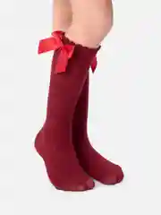 Бордовый гольфы для девочки, с бантом