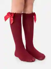 Бордовый гольфы для девочки, с бантом