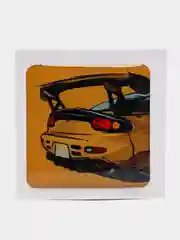 Светло-жёлтый 3d наклейки на телефон с тачками "JDM" drift, объёмные стикеры на телефон с машинками