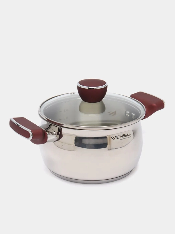 Кастрюля из нержавеющей стали Vensal Joli VS1544, с крышкой, 2.4 л, 18 см