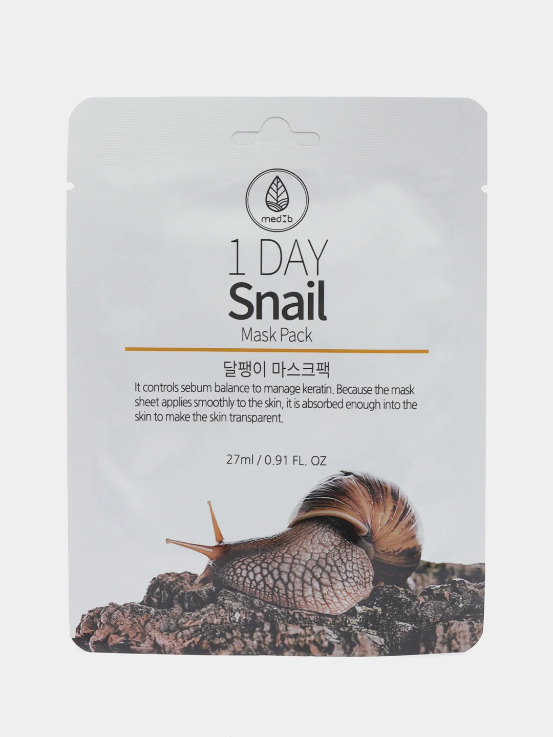 Тканевая маска MedB "1 Day Snail Mask Pack", с муцином улитки