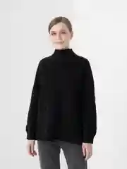 Черный свитер женский Oversized, вязаный, в черном и бежевом оттенке