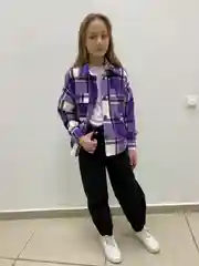 Фиолетовый рубашка утепленная для мальчиков и девочек