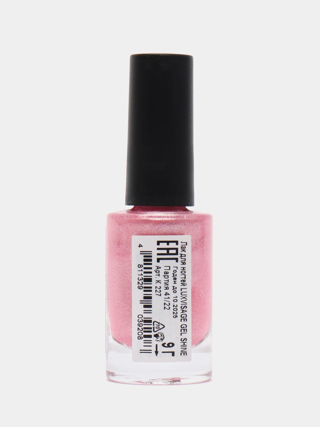 Лак для ногтей LUXVISAGE Gel Shine перламутровый, тон 107, розовый с серебристым шиммером