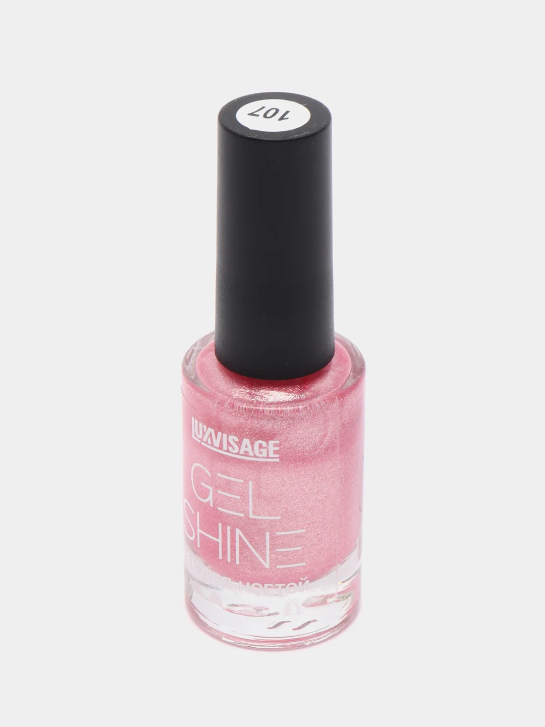 Лак для ногтей LUXVISAGE Gel Shine перламутровый, тон 107, розовый с серебристым шиммером