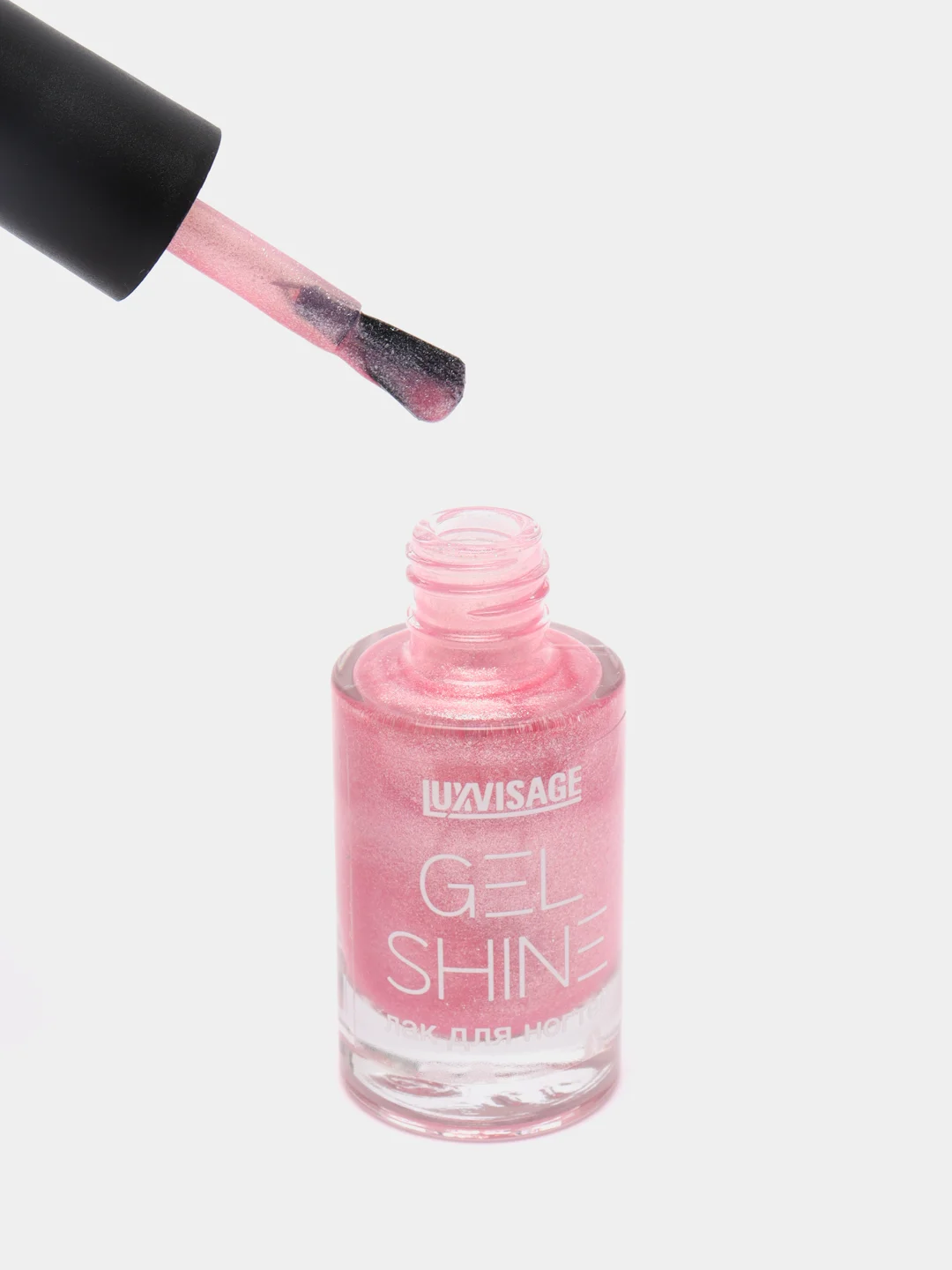 Лак для ногтей LUXVISAGE Gel Shine перламутровый, тон 107, розовый с серебристым шиммером