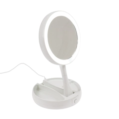 Зеркало Luazon KZ-09, подсветка, настольное, 30 х 16 х 16 см, увеличение х 10, USB, белое