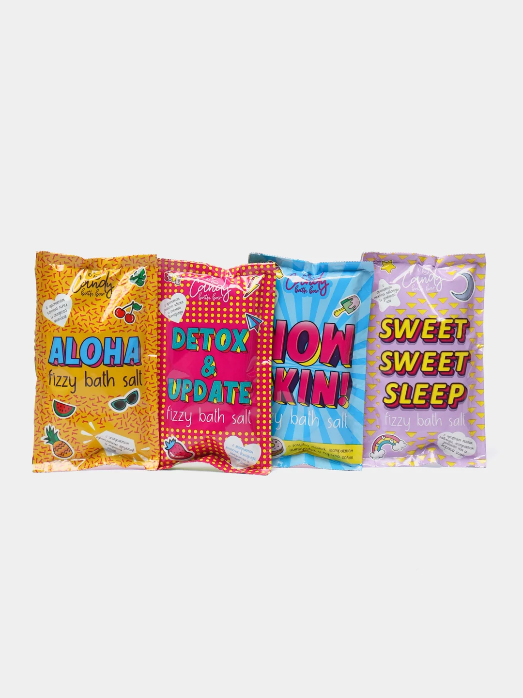 Белый шипучая морская соль для ванн 100гр Candy bath bar 1 шт Подарок на новый год подруге маме