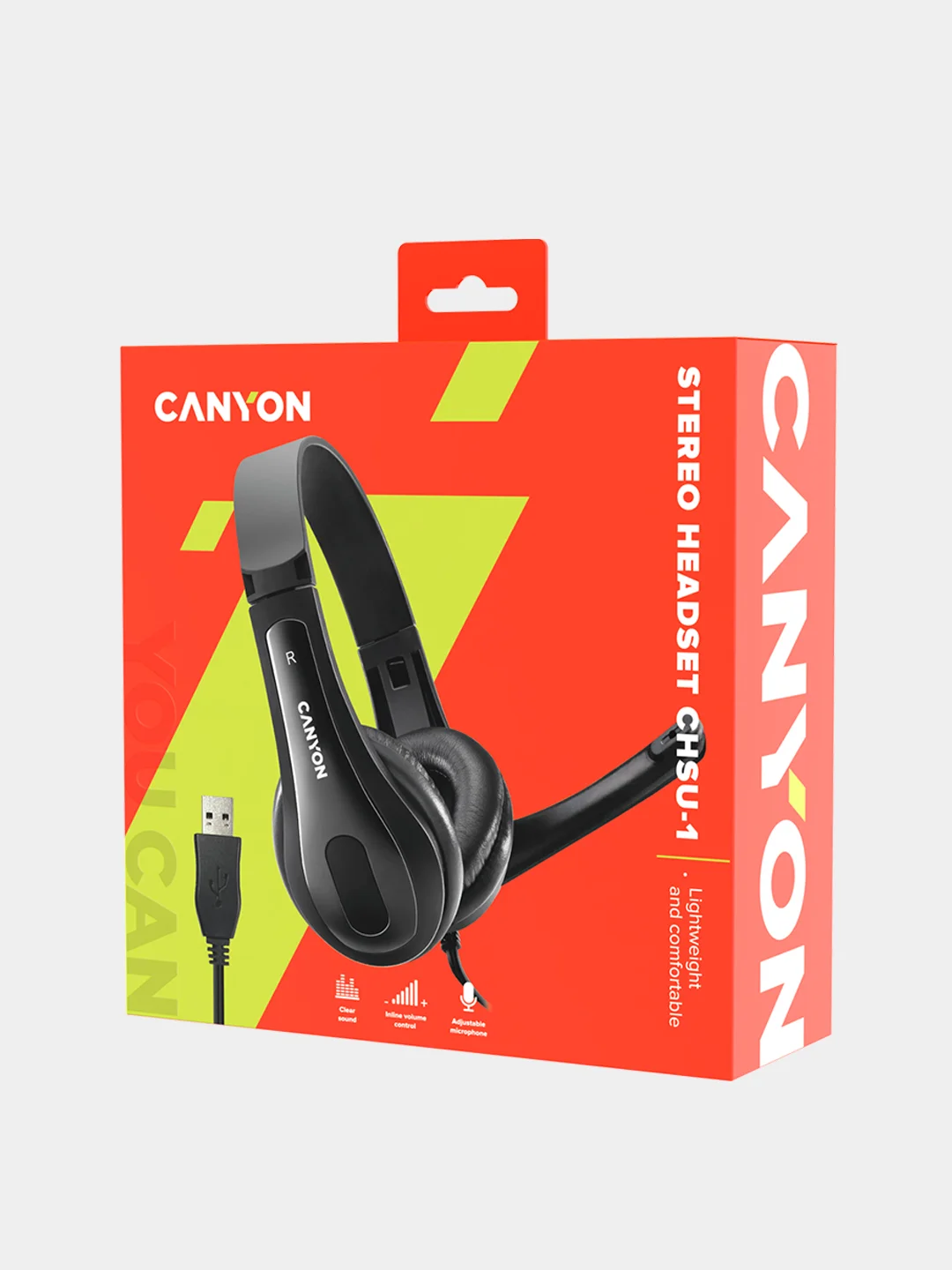 Черный компьютерная гарнитура Canyon CHSU-1, USB, 2 м, черный