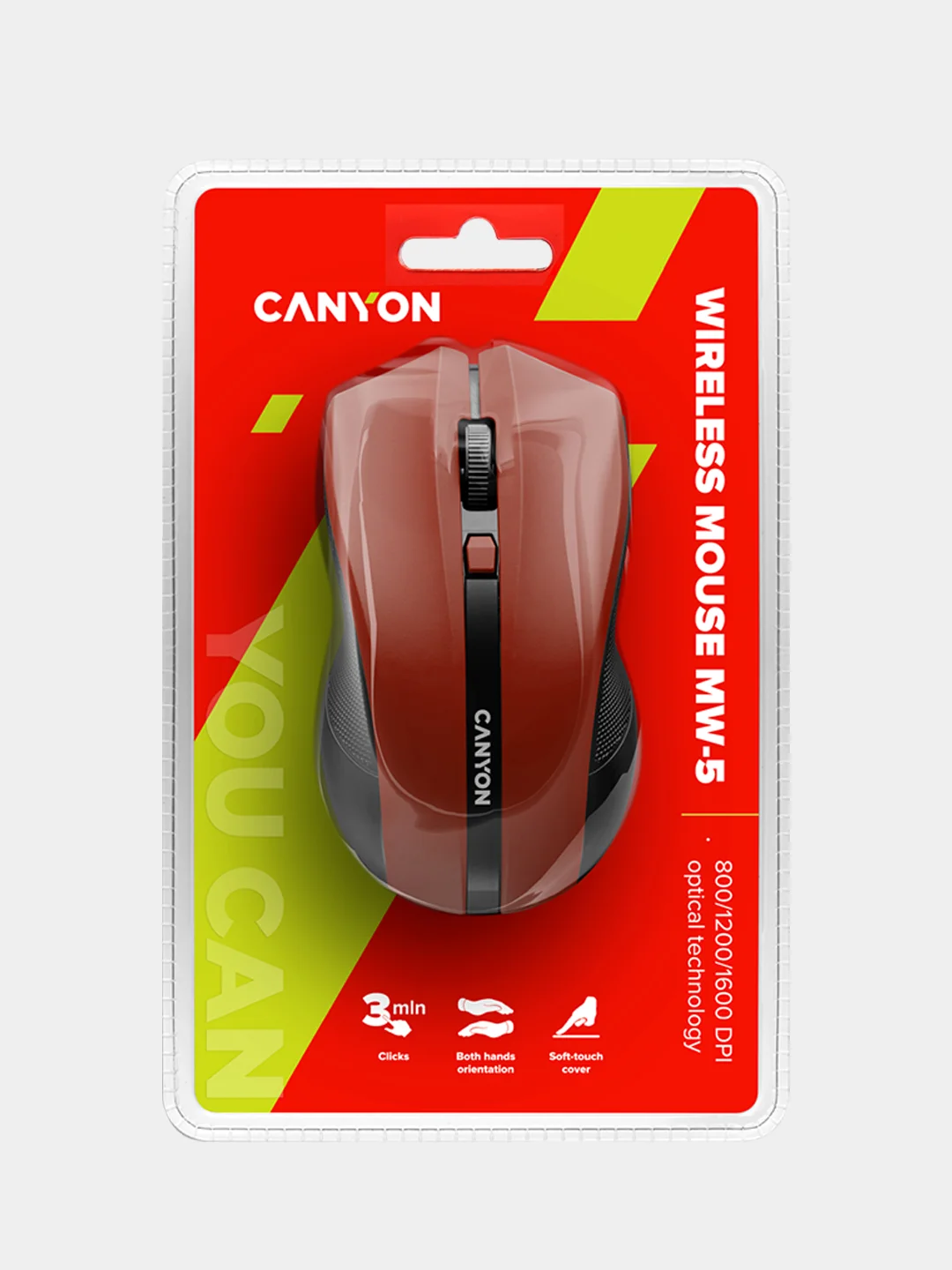 Красный беспроводная мышь Canyon MW-5, 1600 DPI