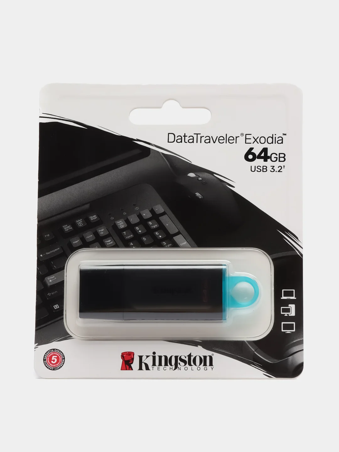Бирюзовый флешка USB 3.2  Kingston DataTraveler Exodia