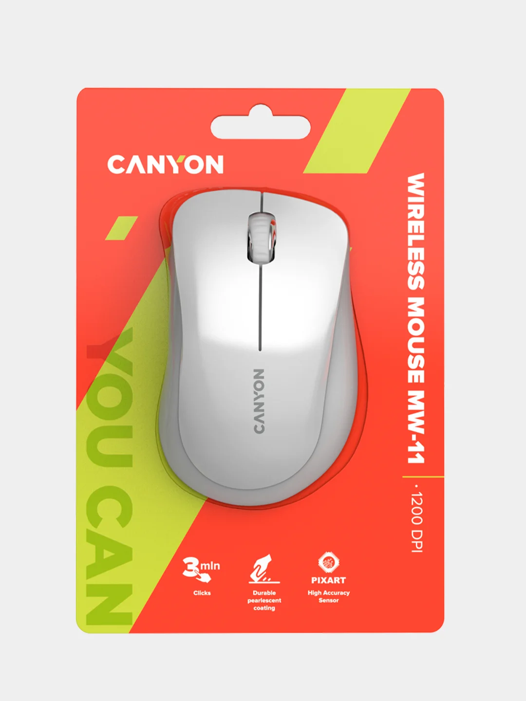 Белый беспроводная мышь Canyon MW-11, с сенсором Pixart