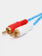 Синий аудио кабель аукс на тюльпаны 3.5 на 2RCA, 1.5 метра