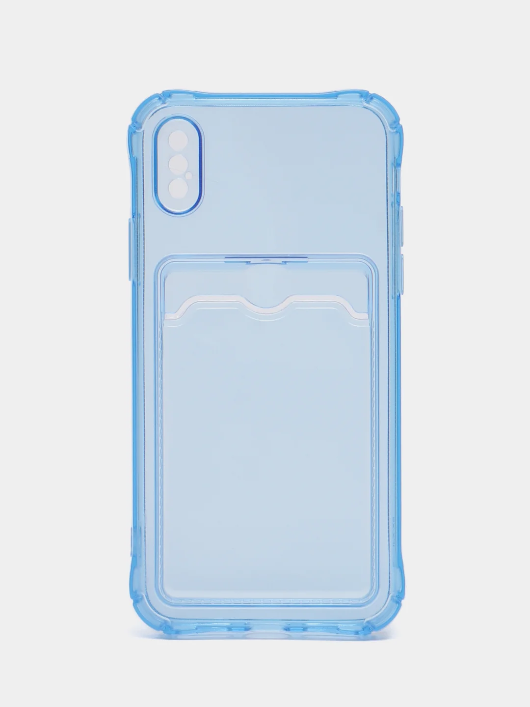Синий чехол для iPhone XR, 11, 12, 13, 14, Pro, Pro Max, 7, 8+, с карманом для карт, прозрачный