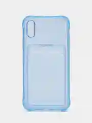 Синий чехол для iPhone XR, 11, 12, 13, 14, Pro, Pro Max, 7, 8+, с карманом для карт, прозрачный