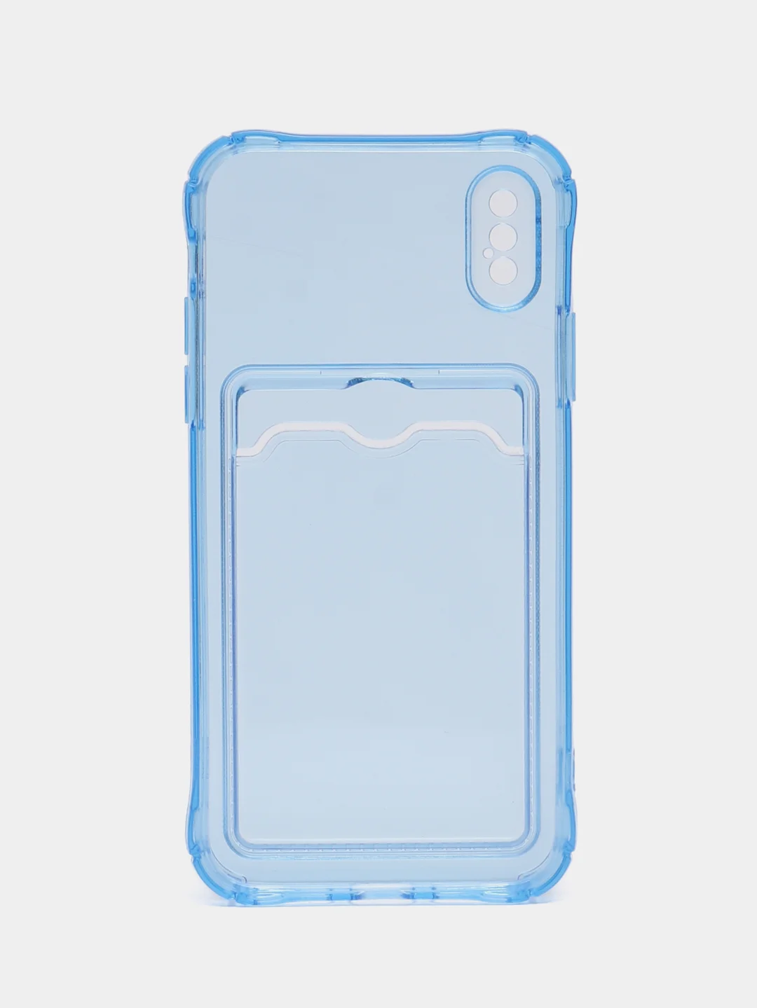 Синий чехол для iPhone XR, 11, 12, 13, 14, Pro, Pro Max, 7, 8+, с карманом для карт, прозрачный