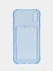 Синий чехол для iPhone XR, 11, 12, 13, 14, Pro, Pro Max, 7, 8+, с карманом для карт, прозрачный