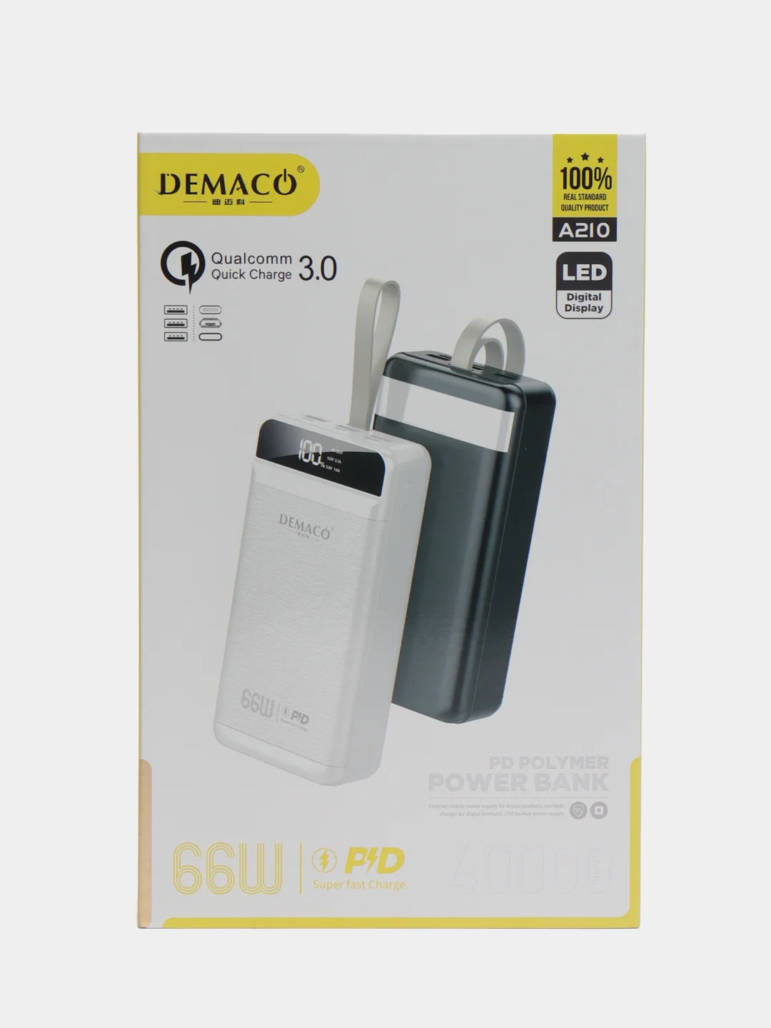 Внешний аккумулятор с быстрой зарядкой Demaco, 40000 Mah, 66W