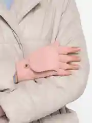 Коралловый меланж варежки митенки вязаные, мягкие, разных цветов