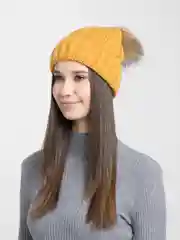 Желтый шапка вязаная теплая для женщин