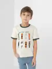 Светло-бежевый футболка для мальчика, рост 122-140 см (7-10 лет)