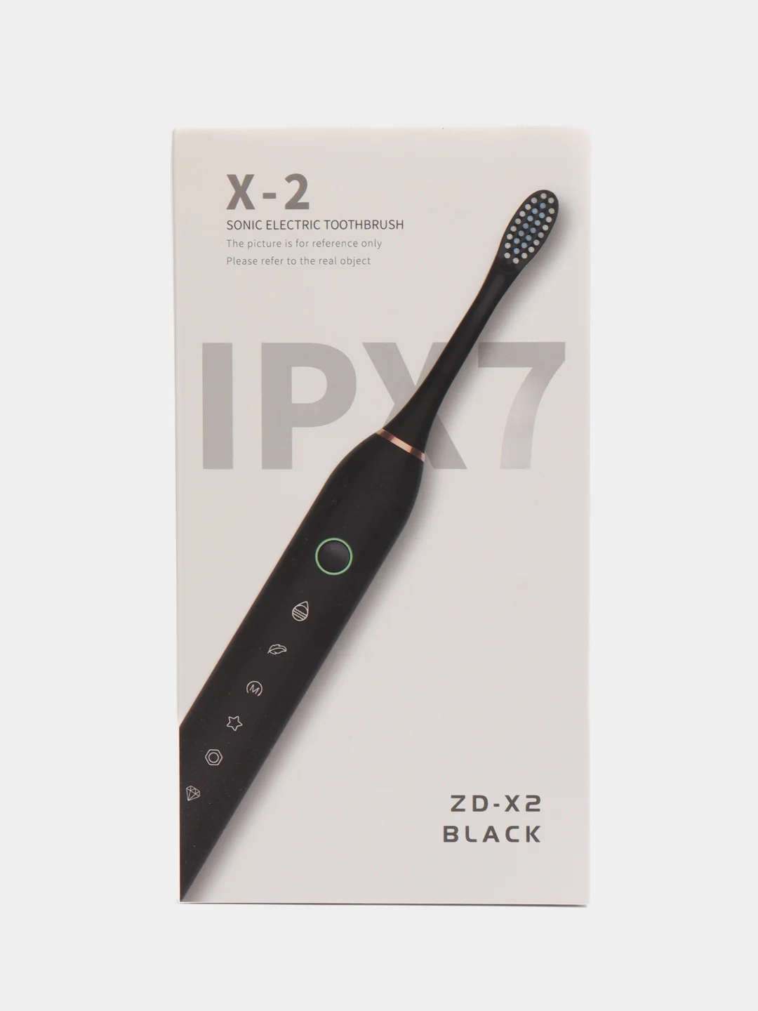 Черный электрическая звуковая зубная щетка SONIC TOOTHBRUSH X-2, 6 режимов, 4 насадки
