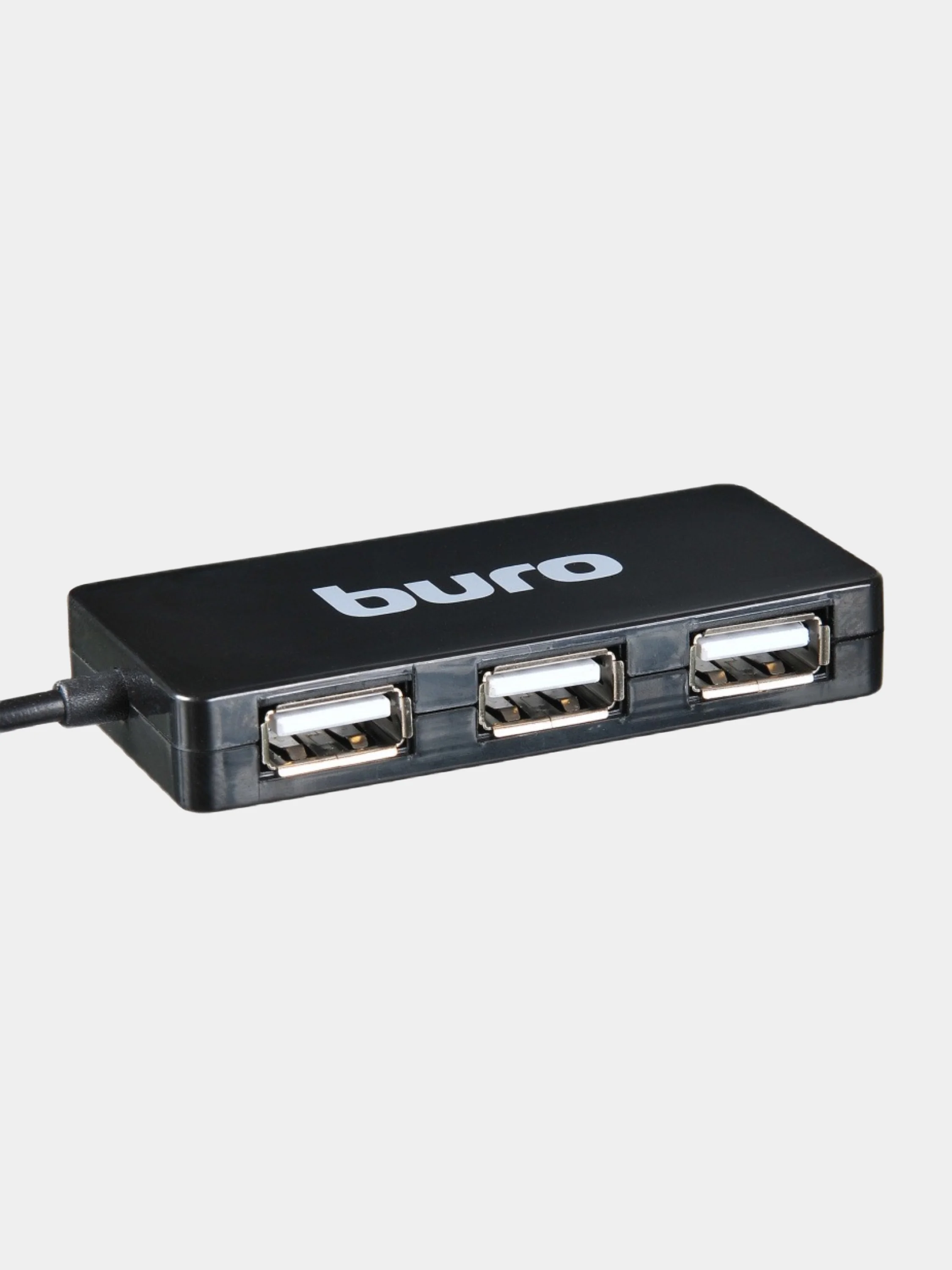 Черный разветвитель USB 2.0 Buro BU-HUB4-U2.0-Slim, 4 порта, подарок на 8 марта