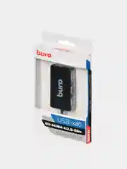 Черный разветвитель USB 2.0 Buro BU-HUB4-U2.0-Slim, 4 порта, подарок на 8 марта