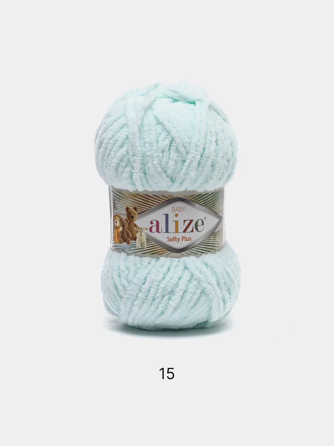 Мятный пряжа плюшевая Alize Softy Plus, микрополиэстер, 100 г, 120 м