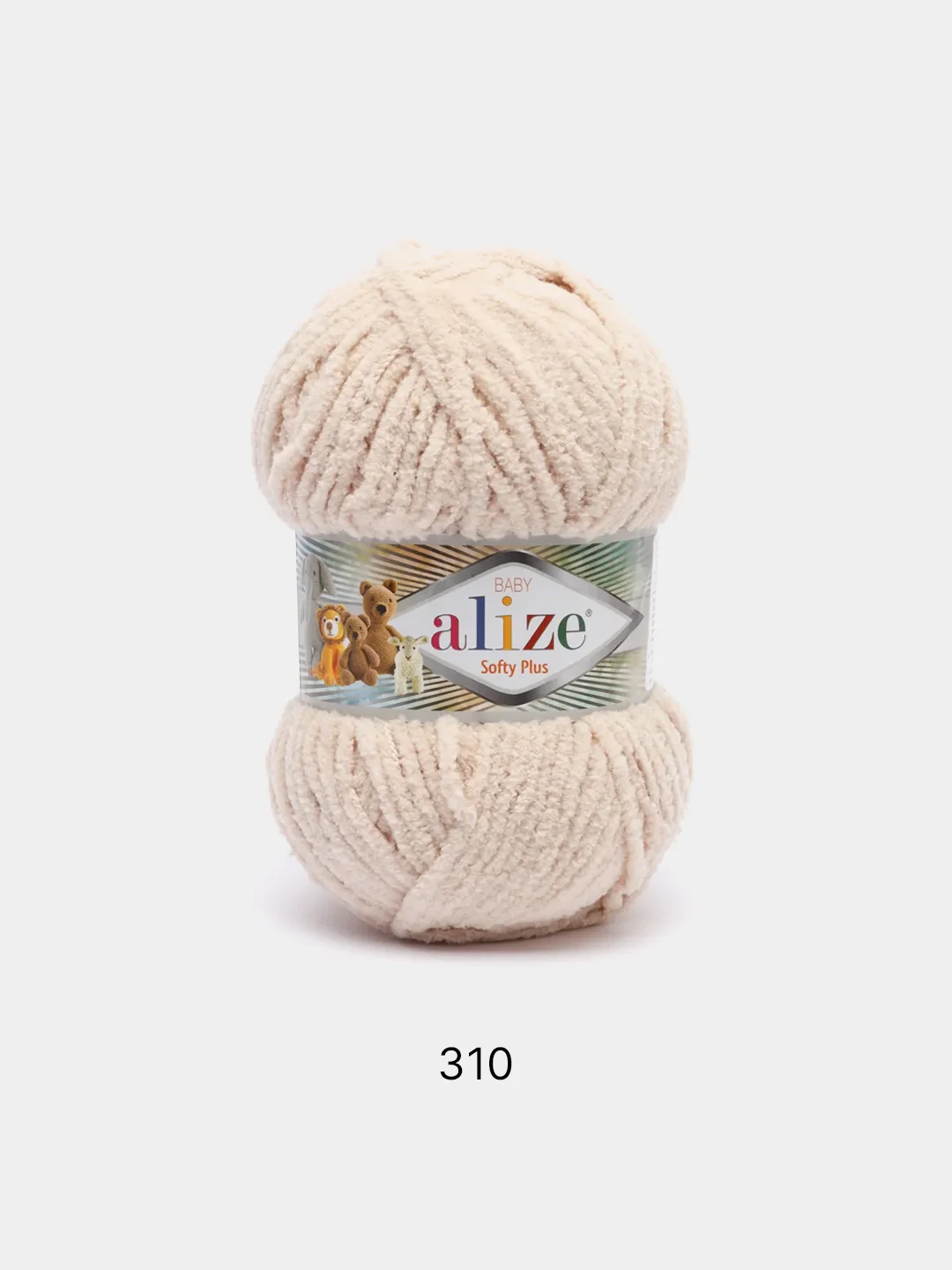 Кремовый пряжа плюшевая Alize Softy Plus, микрополиэстер, 100 г, 120 м