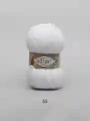 Белый пряжа плюшевая Alize Softy Plus, микрополиэстер, 100 г, 120 м
