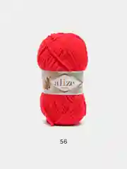 Красный пряжа плюшевая Alize Softy Plus, микрополиэстер, 100 г, 120 м