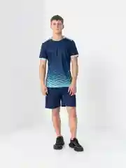 Синий мужской спортивный комплект: шорты и футболка