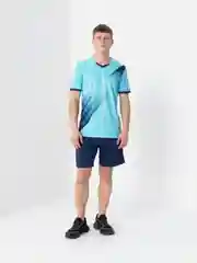 Голубой мужской спортивный комплект: шорты и футболка