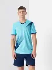 Голубой мужской спортивный комплект: шорты и футболка