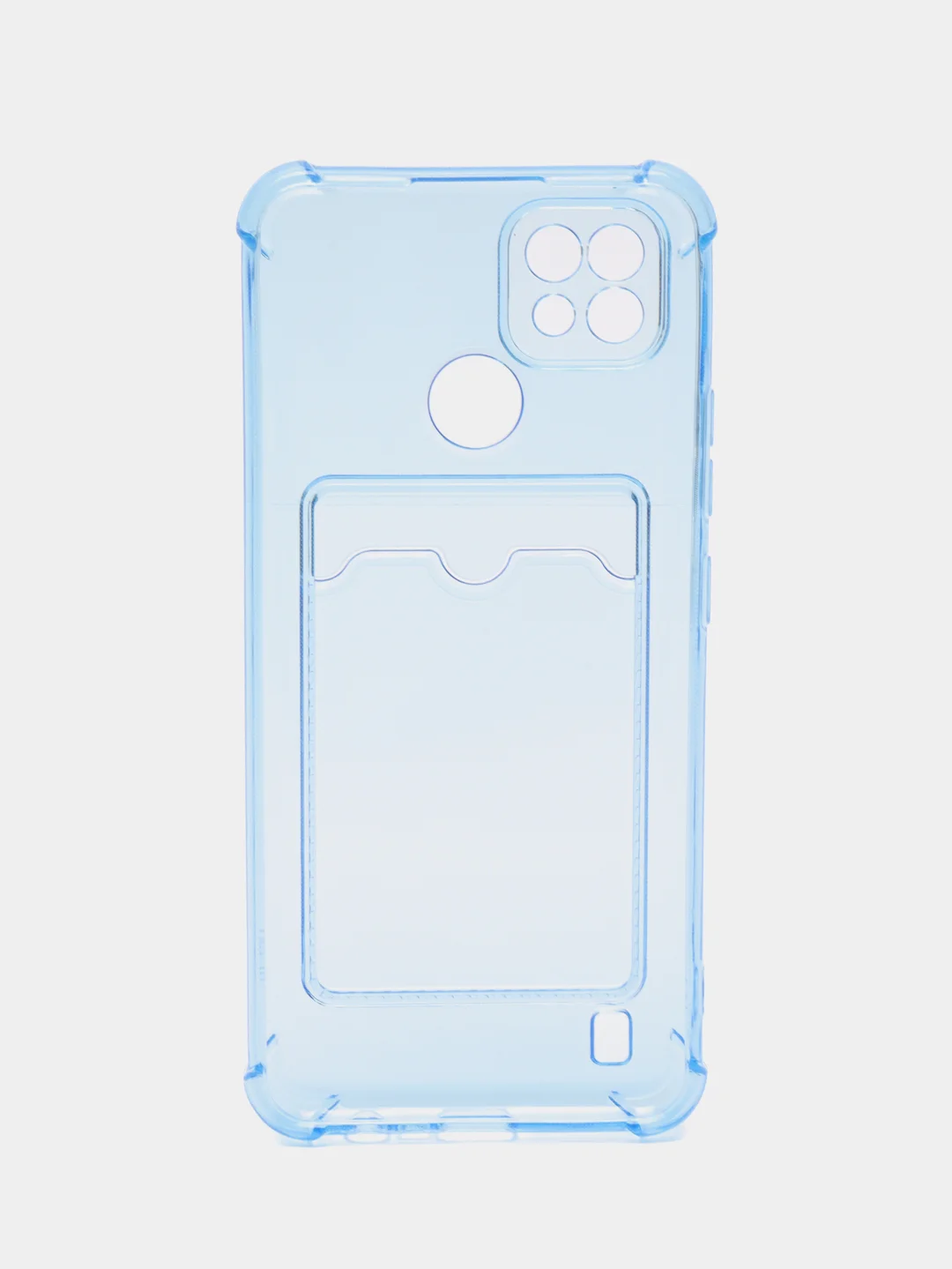 Синий чехол для Realme C25, С30, С31, С11, С21, с визитницей, антишок углами
