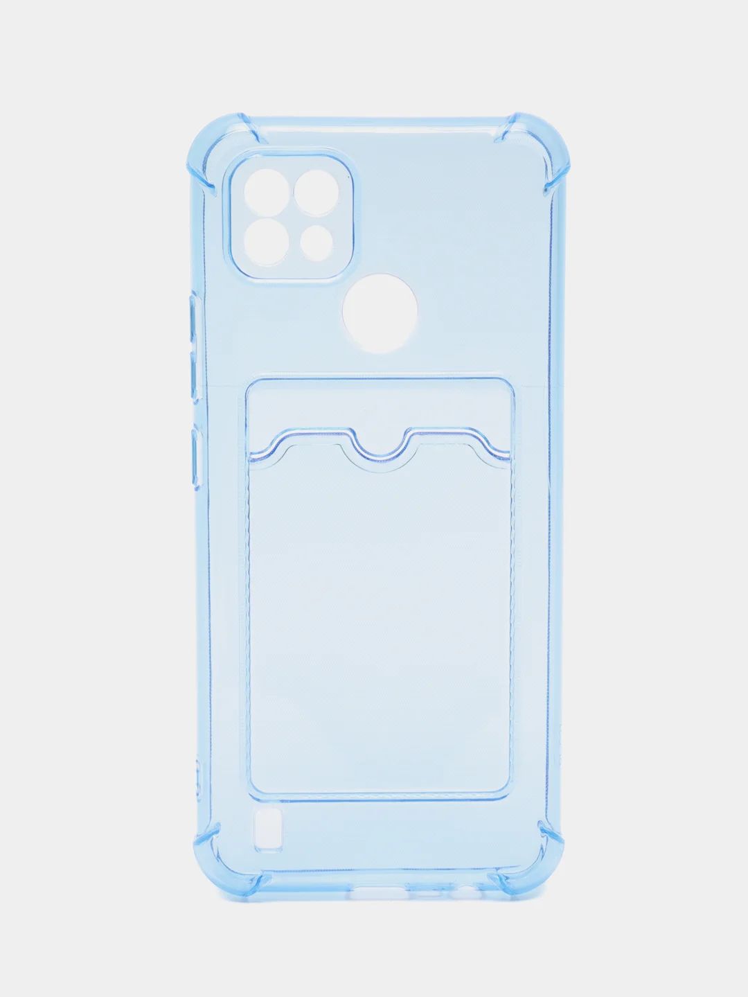 Синий чехол для Realme C25, С30, С31, С11, С21, с визитницей, антишок углами