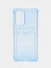 Синий силиконовый чехол Samsung Galaxy A22 А33 А53 А23 5G прозрачный с визитницей