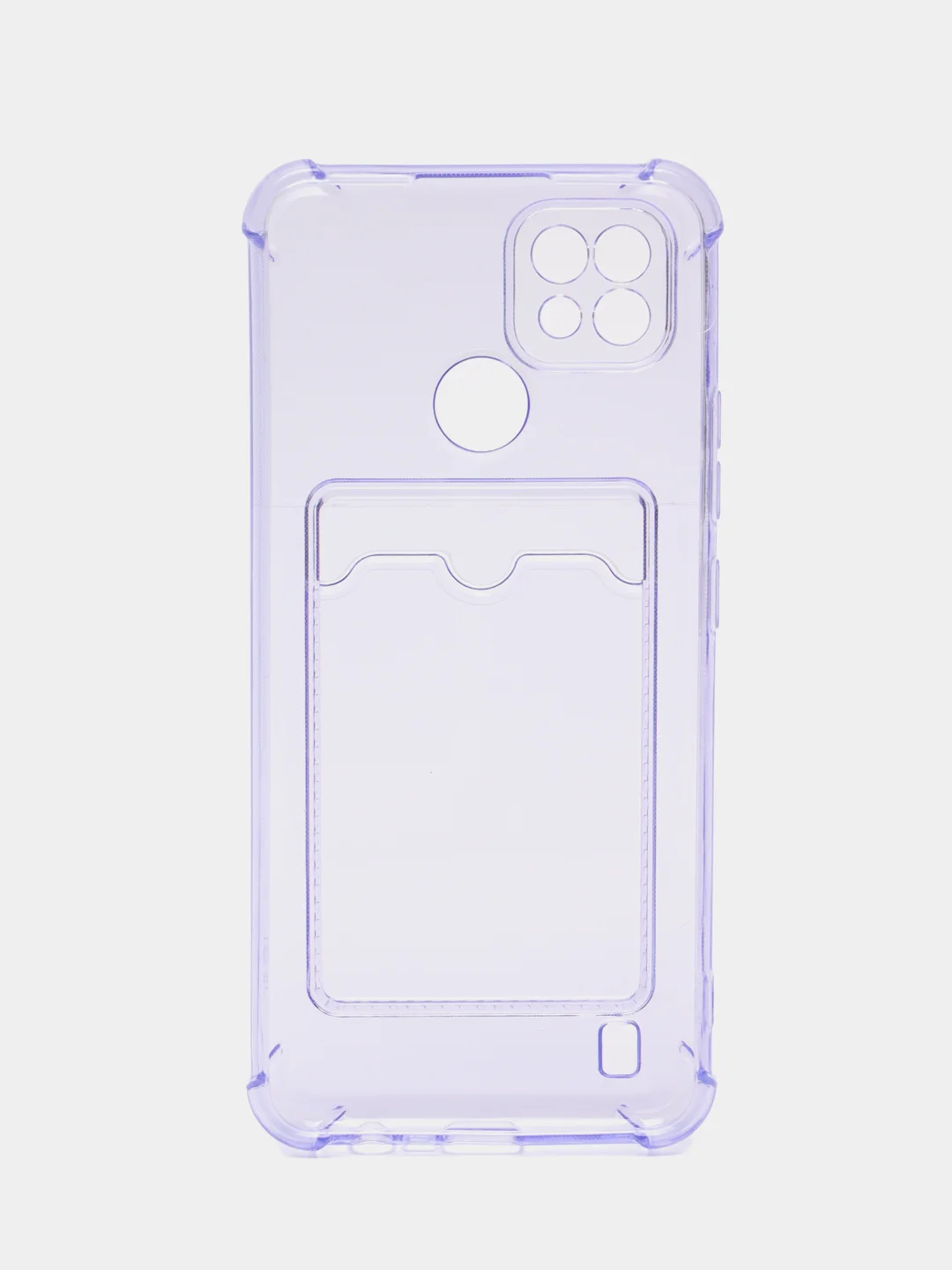 Сиреневый чехол для Realme C25, С30, С31, С11, С21, с визитницей, антишок углами