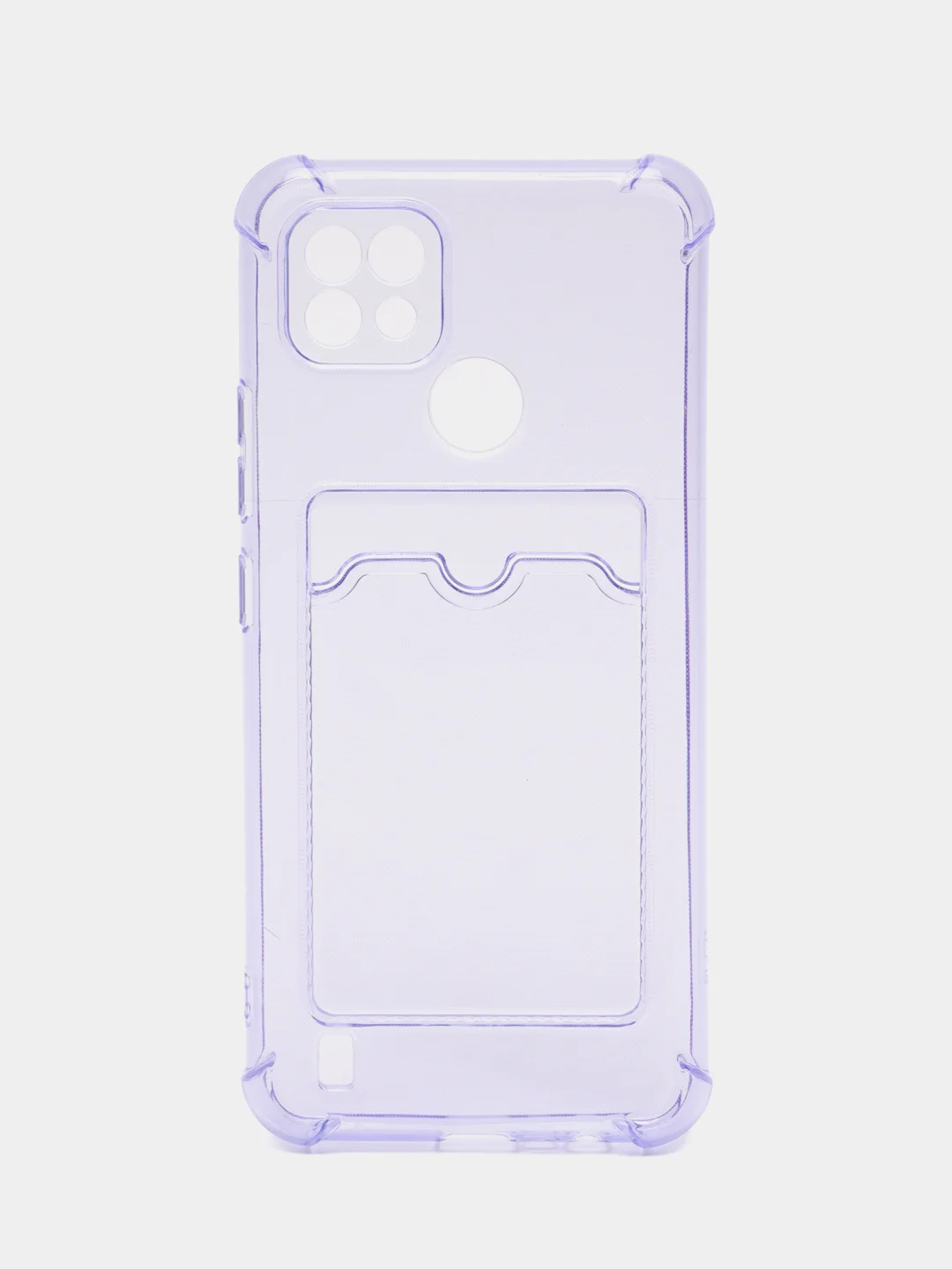 Сиреневый чехол для Realme C25, С30, С31, С11, С21, с визитницей, антишок углами