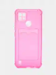 Тёмно-розовый чехол для Realme C25, С30, С31, С11, С21, с визитницей, антишок углами