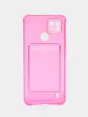 Тёмно-розовый чехол для Realme C25, С30, С31, С11, С21, с визитницей, антишок углами