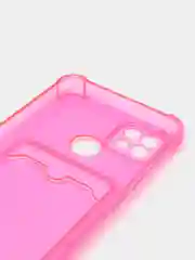 Тёмно-розовый чехол для Realme C25, С30, С31, С11, С21, с визитницей, антишок углами