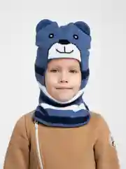 Синий меланж шлем для мальчика на осень